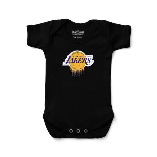 6-12 Months - Infant Los Angeles Lakers Chad & Jake Black Drippy Graphic Bodysuit