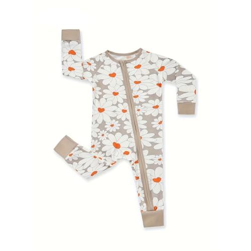 MOSSRIVER Bamboo Viscose Baby Long Sleeve Romper, Cute Pumpkin Prints Zipper Footless Jumpsuit, Toddler One-Piece Outfits