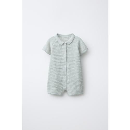 TEXTURED KNIT SHORT JUMPSUIT - Pastel green | ZARA United States