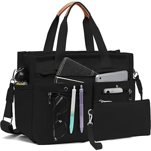 Women's Large Canvas Tote Bag Set (2PCs) - Ideal for Laptop, Hobo, Crossbody, Handbag, Travel, Gym & Work