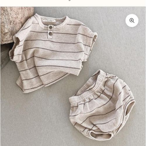 Casual Waffle Striped Shirt and Shorts Set – Teeny Mini Me
