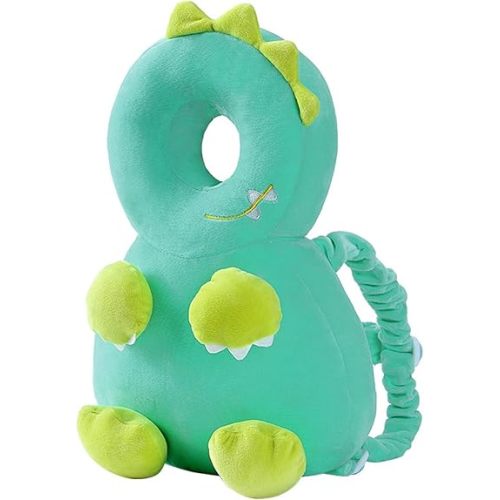 Baby Head Protection Backpack - Soft Lightweight Fall Cushion for Toddlers During Crawling & Walking, Helps Ease Impact from Backward Tumbles(Green Dinosaur)