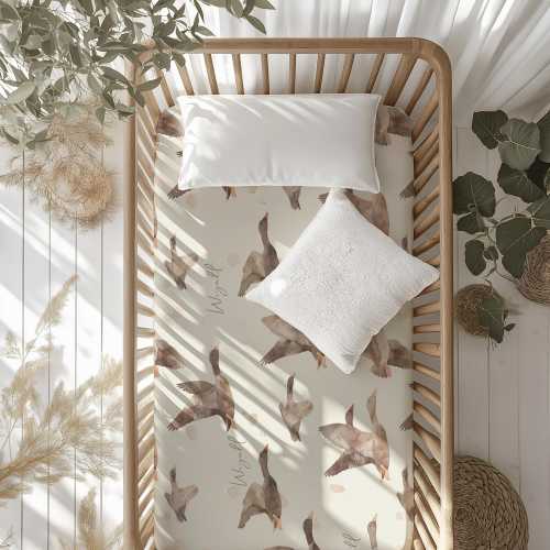 Personalized Mallard Duck Crib Sheet: Boho Nursery Bedding