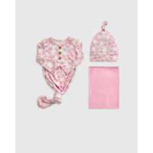 Bamboo Gown, Hat & Swaddle Layette Bundle - Baby Girl