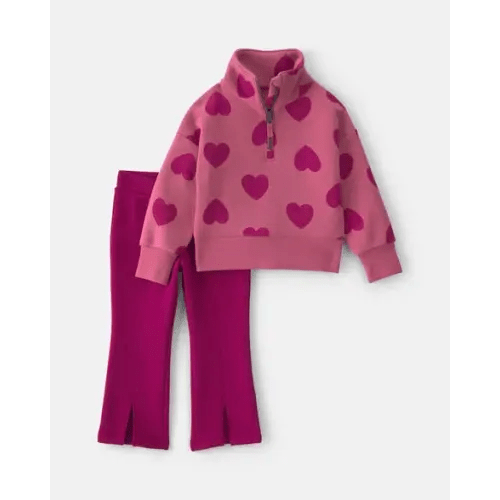 Baby Girl 2-Piece Heart Fleece Layering Set - Red/Pink | Carter's