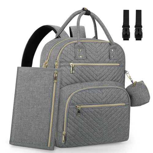 Diaper Bag Backpack,Baby Essentials Diapers Bag with Pacifier Case,Multipurpose Stylish Large Capacity Travel Backpack for Baby Girl/Boy(L-Grey)