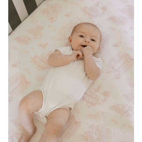 Spring Toile Pink Fitted Crib Sheet