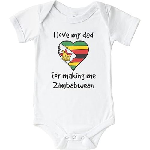 I Love My Dad For Making Me Zimbabwean Funny Cute Zimbabwe Heart Flag Baby Bodysuit