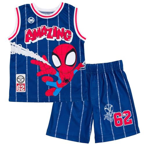 Marvel Spider-Man Miles Morales Hulk Mesh Jersey Tank Top Shirt and Basketball Shorts Toddler to Big Kid Sizes (2T - 18-20)