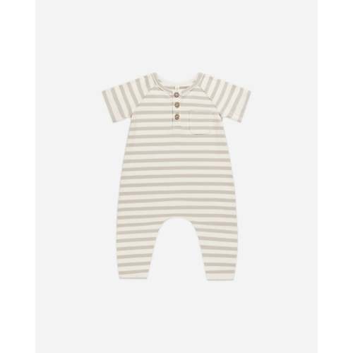 Short Sleeve Jumpsuit || Grey Stripe