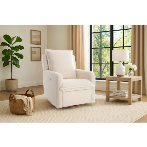 Milo Sheepskin-Finish Fabric Swivel Recliner Chair