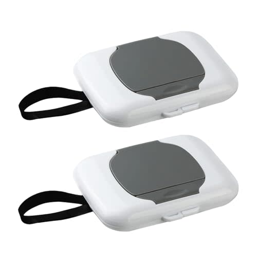 PandaEar 2 Pack Portable Baby Wipes Dispenser | Refillable Wet Wipe Case with Secure Lid and Carrying Strap for Travel, Diaper Bag, Car, and Nursery