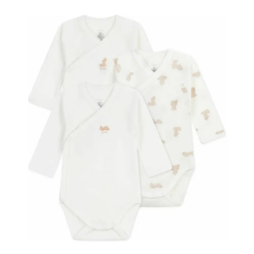 Set of 3 Organic Cotton Teddy Bodies | White