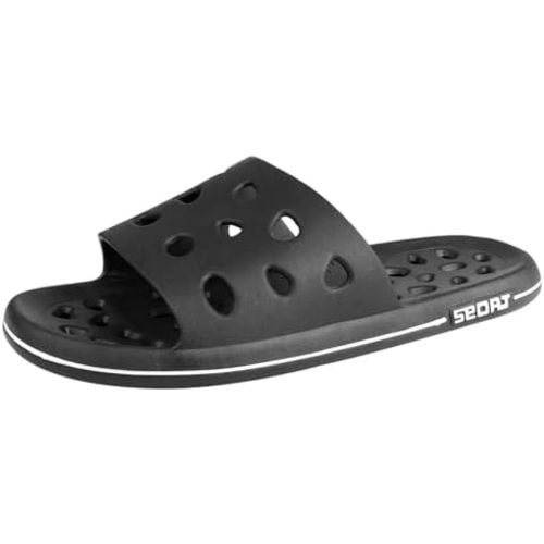 weilonghyw Plus Size Mens Shower Shoes Quick-Drying Bathroom Slippers with Drainage Hole Non-Slip Gym Slides Arch Support Pool Shower Sandals for Dorms
