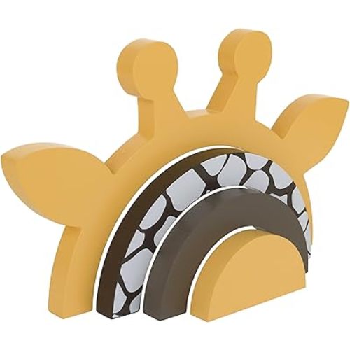 Little Love by NoJo Giraffe Yellow, Brown, and White Wood Stacking Shelfie Décor