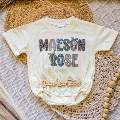 Camo Lace Name Girl Bubble Romper Bodysuit, Personalized Lace Camo Tee, Custom Kid's Bow Camo Baggy Romper, Camo Name Tee, CPSC Compliant