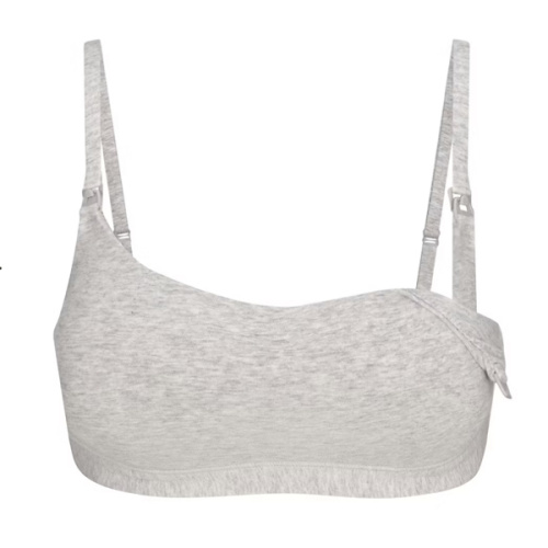 COTTON JERSEY MATERNITY NURSING SCOOP BRALETTE | LIGHT HEATHER GREY | SKIMS