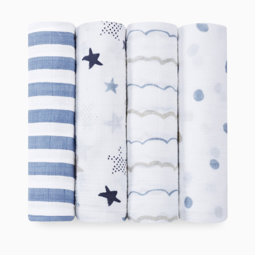 Cotton Muslin Swaddle 4-Pack - Rock Star