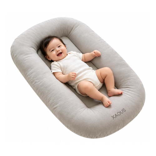 Baby Lounger for Newborn, Soft Care Cushion, Portable Support Pillow, Lightweight Nursery Cushion for Feeding, Bonding and Daily Care(Apricot)