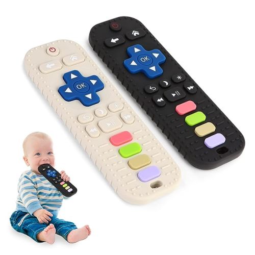Silicone Teethers for Babies 0-6 Months, Teething Toys for Babies 6-12 Months, Baby Remote Control Toy, Infant Toys 0-3 Months, Sensory Chew Toys, Toddler Newborn Baby Girl Boy Gifts