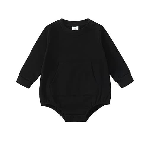 OPAWO Baby Sweatshirt Romper Onesie Newborn Girl Boy Bubble Romper Infant Crewneck Oversized Sweater Bodysuit Clothes Outfits