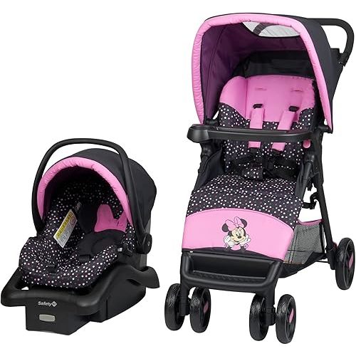 Disney Baby Minnie Mouse Simple Fold LX Travel System, Lift to fold compactly in Less Than a Second for Easy Storage; self-Standing When Folded, Minnie Dot Party