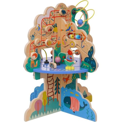 Manhattan Toy Playground Adventure Wooden Toddler Activity Center with Gliders, Abacus Track, Spinners, Spring Toys and Bead Runs