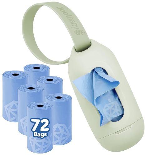 Jool Baby Disposable Diaper Bag Dispenser (Sage) + 6 Refill Rolls (Lavender-Scented) - Attaches to Stroller or Diaper Bag for On-the-Go Convenience