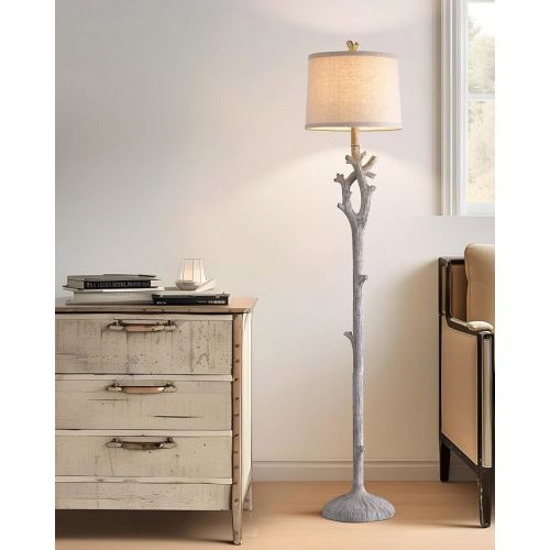 Retro Farmhouse Floor Lamp for Living Room Rustic Standing Lamps Tree Trunk Deco Modern Country Vintage Wood Grain 59.75" Tall Corner Floor Lamp Bedroom Office