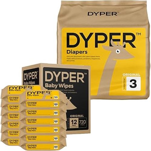DYPER Size 3 Viscose from Bamboo Baby Diapers and 99% Water Wipes Bundle