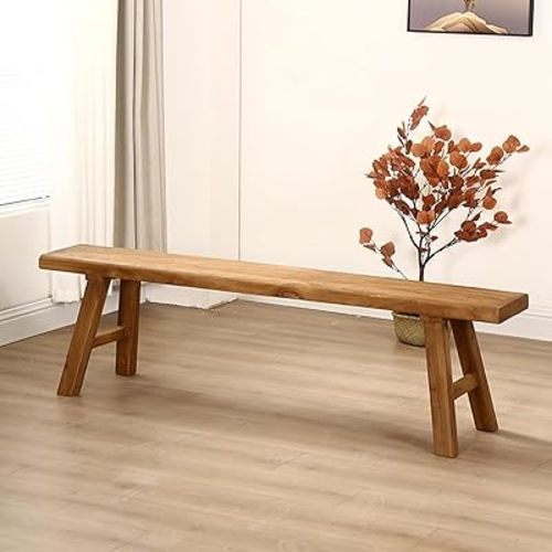 Bench——Wooden Bench Indoor ,Rustic FarmhouseNarrow Entryway Bench withNatural Solid Wood, Durable and Sturdy, Suitable for Dining Room, Bedroom, Porch and Other Narrow Spaces (39.3 * 10.2 * 17.7),