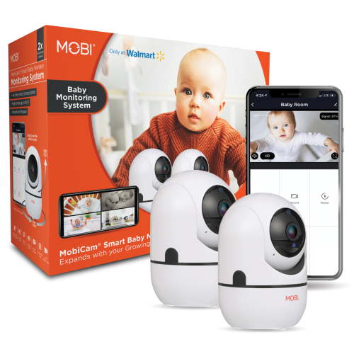 MobiCam HDX Wireless Video Smart Wi-Fi Pan & Tilt 2 Pack Baby Monitoring Camera, Compatible with iOS & Android