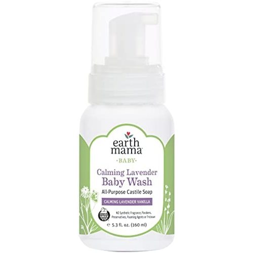 Earth Mama Calming Lavender Baby Wash with Gentle Castile Soap for Sensitive Skin, 5.3-Fluid Ounce