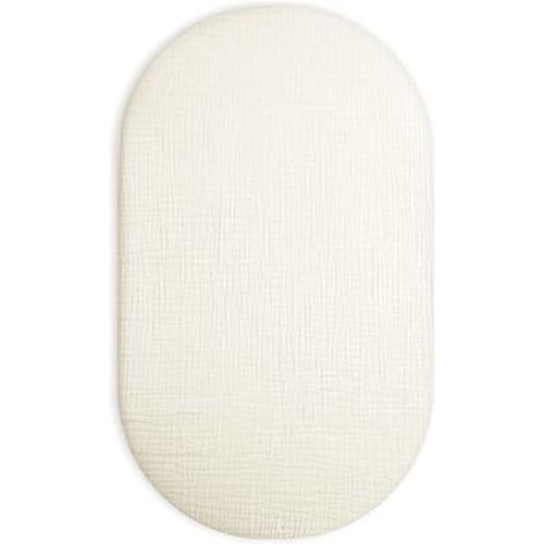 Muslin Bassinet Sheet for Baby Boy and Girl, Universal Fit for Rectangle, Oval, Hourglass Bassinet Mattress, Moses Basket Sheets (Cream, Bassinet Sheet)