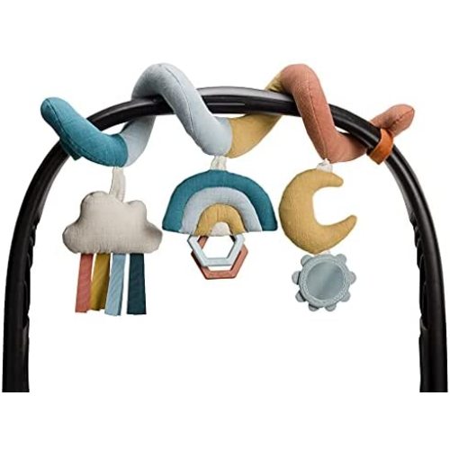 Itzy Ritzy Spiral Car Seat & Stroller Activity Toy; Includes Clinking Rings, Mirror and Textured Ribbons; Rainbow