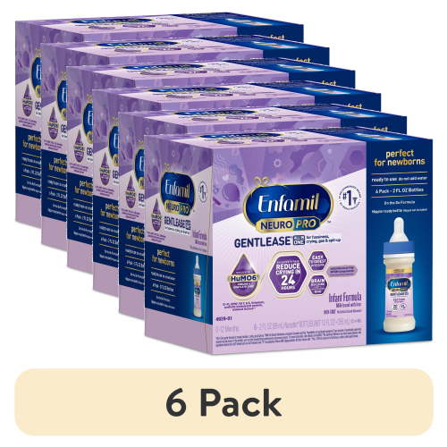 (6 pack) Enfamil NeuroPro Gentlease Ready-to-Feed. for easing Fussiness, Crying, Gas, Spit-up in 24hrs, 2 Fl oz Bottle, 6 Count