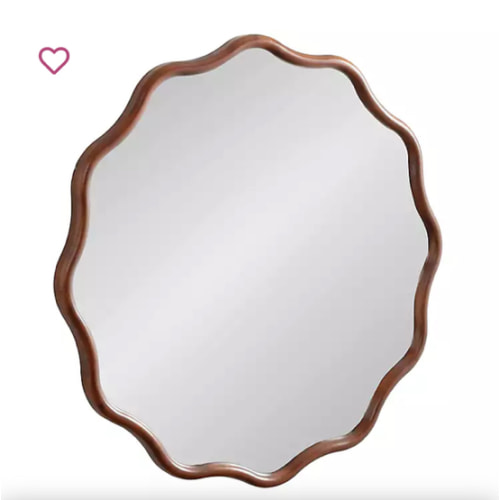 Walnut Brown Wavy Scallop Round Wall Mirror | Kirklands Home
