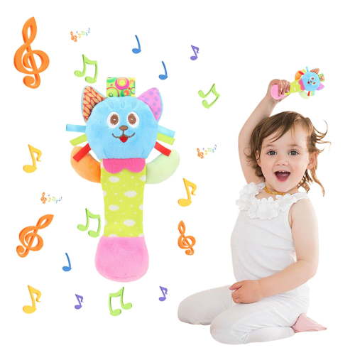Tarmeek Baby Soft Rattles Shaker Teething for 0-6 Months Newborn,Infant Developmental Hand Grip Baby Cute Stuffed Animal Doll for 6-12 Months Toddlers,Birthday Gifts for Kids