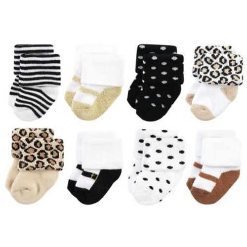 Hudson Baby Cotton Rich Newborn and Terry Socks, Neutral Leopard, 6-12 Months