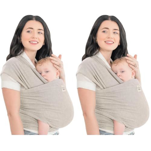 KeaBabies Baby Wrap Carrier - All in 1 Original Baby Carrier Newborn to Toddler Sling, Easy to Wear, Hands Free Bonding, Lightweight, Breathable Infant Wraps (Stone Gray) (Pack of 2)