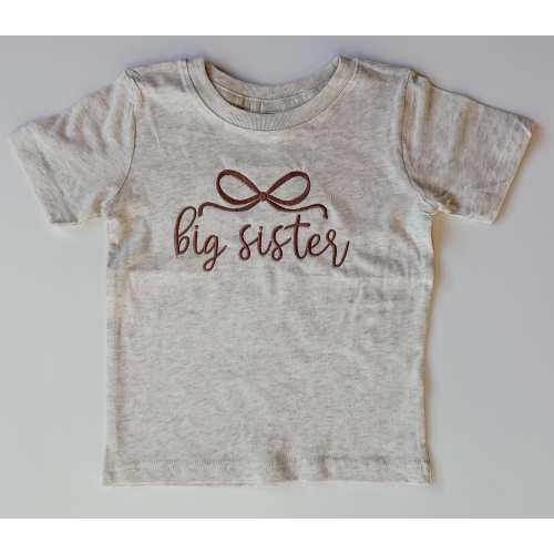 Big Sister Shirt with Bow for Girls T-shirt Big Sis Shirt with Bows for Sibling Announcement New Baby Sibling Shirt for Big Sis Short Sleeve