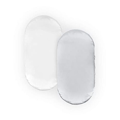 Pro Goleem Satin Bassinet Sheet 2 Pack Great for Baby Hair Soft Silk Feeling Sheet for Cradle or Bassinet Pad&Mattress for Boys and Girls Gift for Newborn and Infant White and Gray