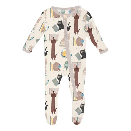KicKee Print Footie with Zipper, Super Soft One-Piece Jammies, Sleepwear for Babies and Kids