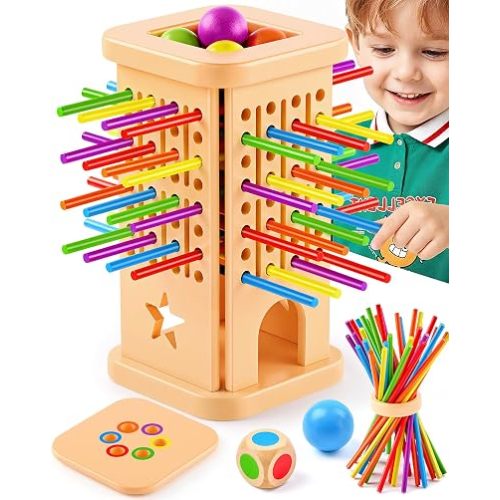 Montessori Wooden Board Game for Kids 3–8, Color Matching Fine Motor Toy