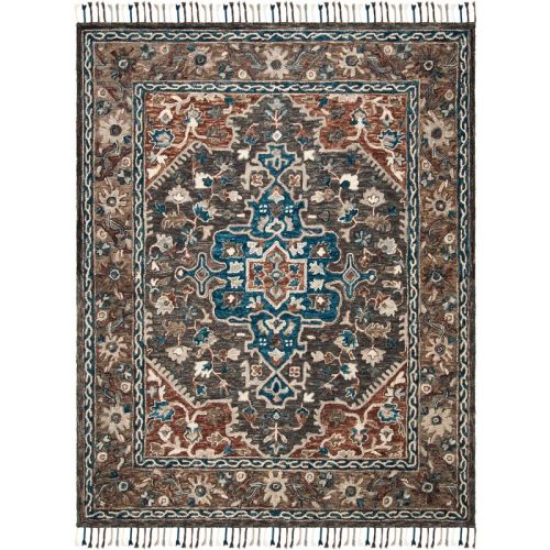 Aspen W/ Tassels APN112 Hand Tufted Indoor Area Rug - Charcoal/Light Brown - 6'x9' - Safavieh