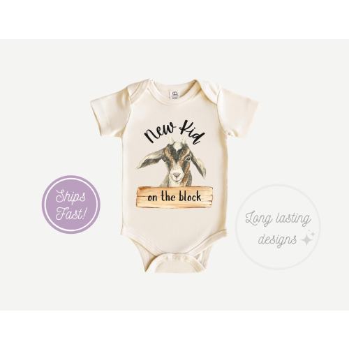 Goat Baby Onesie: "New Kid on The Block" Funny Bodysuit