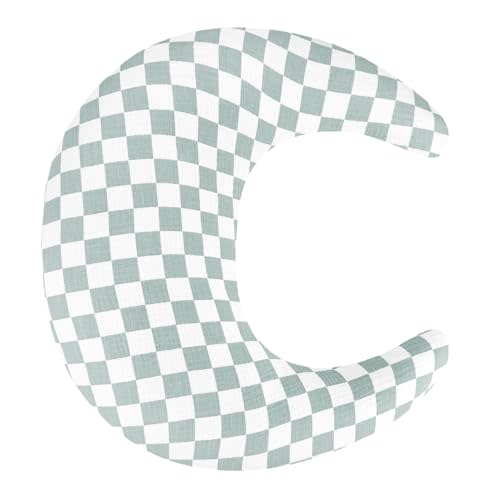 SWESEN Muslin Nursing Pillow Cover, Soft Removable Cover for Breastfeeding Pillows, Pillow Slipcover for Baby Boys and Girls, Comfortable & Breathable, Green Plaid, (Only Cover)