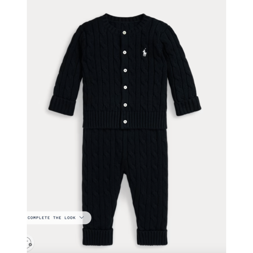 Ralph Lauren Cable-Knit Cotton Cardigan & Pant Set