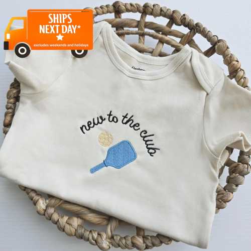 Embroidered New to the Club Pickleball ONESIES® brand pickleball Bodysuit Daddy's Pickleball Buddy Pregnancy Baby Announcement Unique P32
