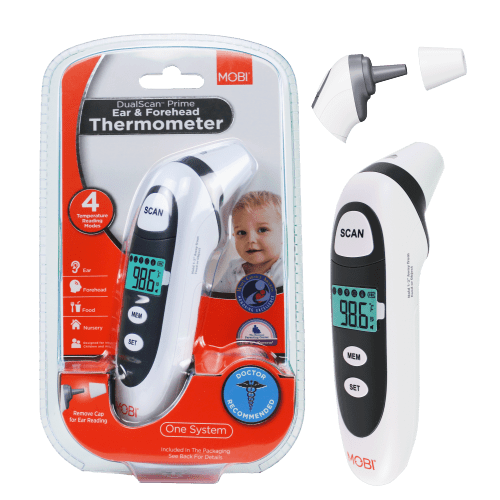 MOBI DualScan Prime Ear & Forehead Thermometer with Object Temperature Readings for all ages HSA/FSA Eligible